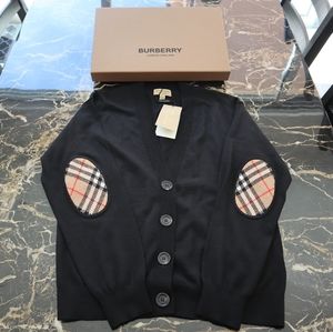 BURBERRY Vintage Check Detail Merino Wool Cardigan